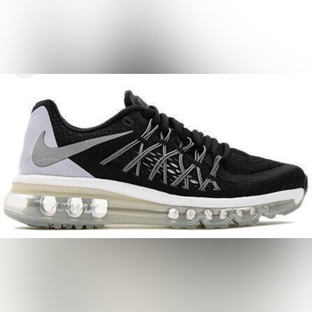 Nike Air Max Black Mesh Lace Up Running Training Sneakers Shoes - Picture 2 of 9